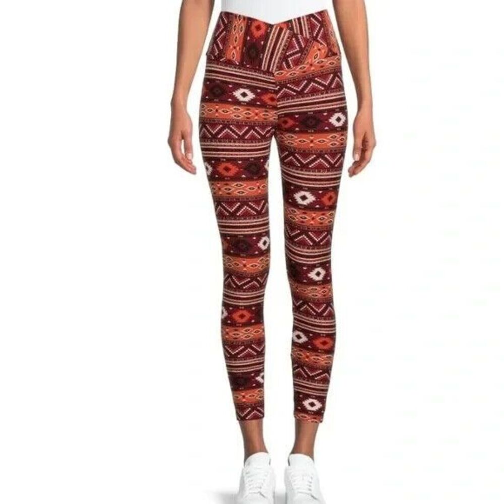 Nobo Aztec printed leggings Womens size  small, medium high rise fitted rusted